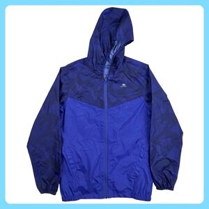 Decathlon Quechua Windbreaker Jacket Men XS‎ Blue Geometric Full Zip Lightweight